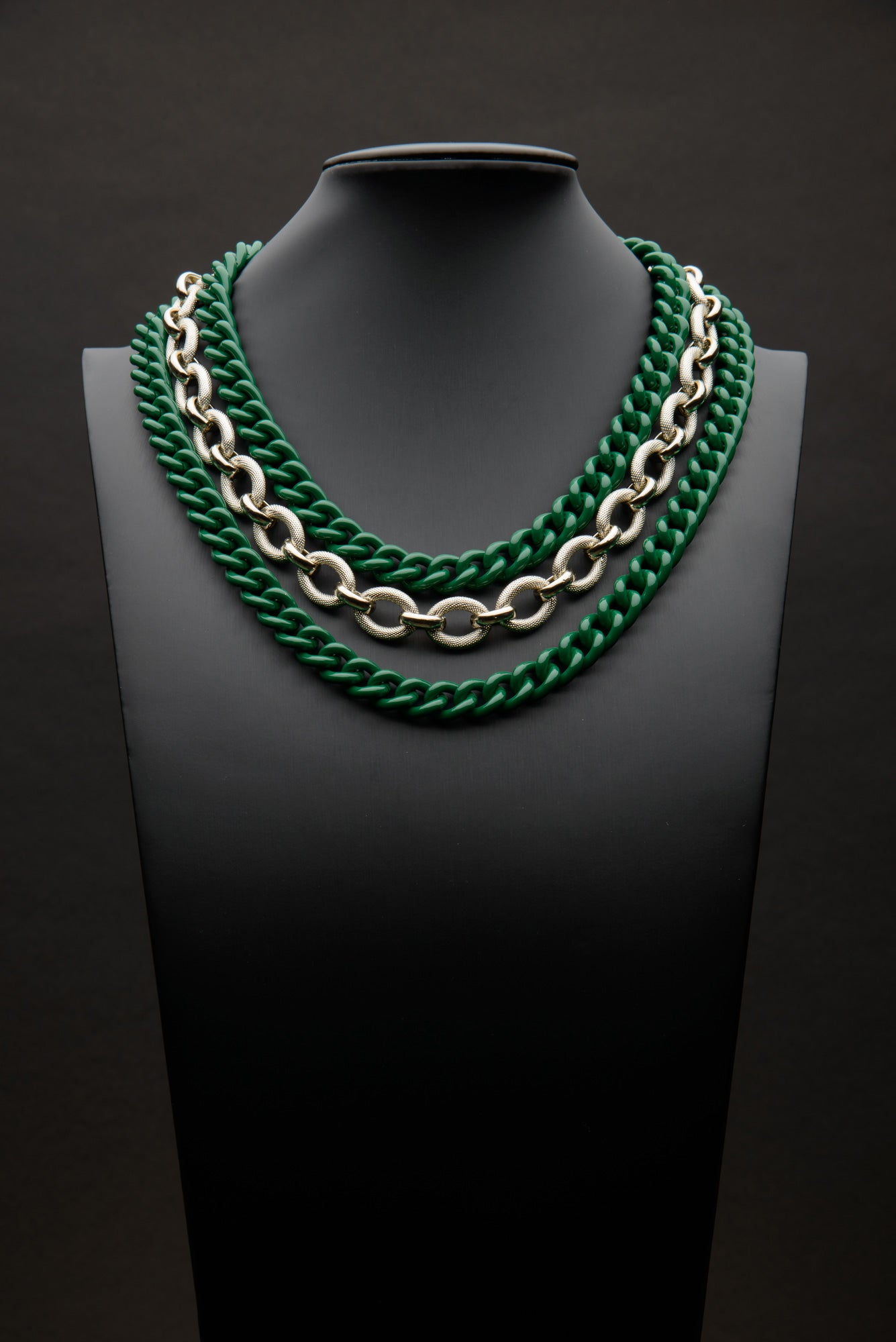 Dark Green Silver Port Necklace